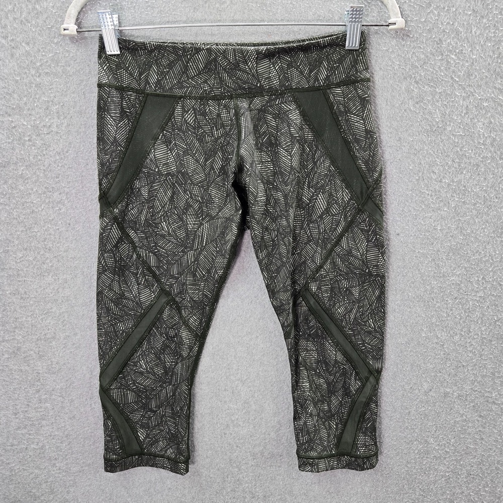 Lululemon Women Activewear Pants 6 Green Cool to‎ Street Leggings Leaf Capri